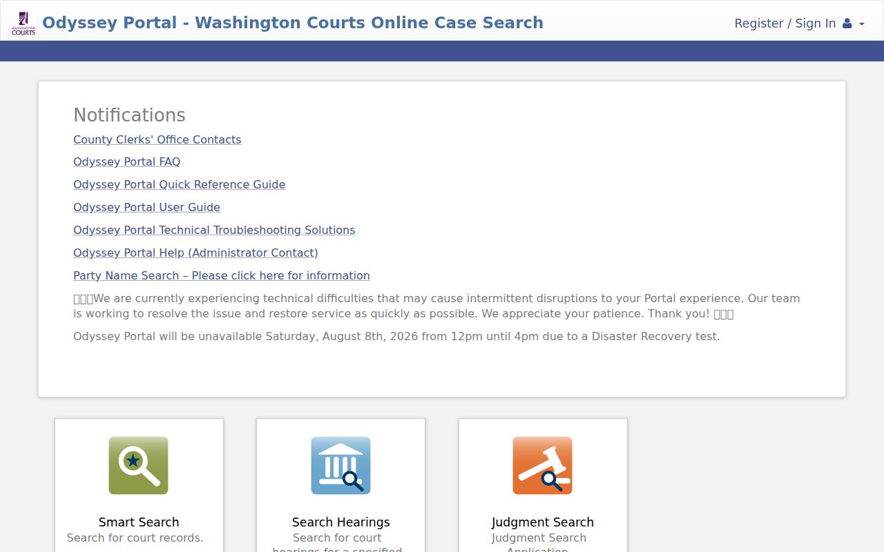 Snohomish County people search Odyssey Portal