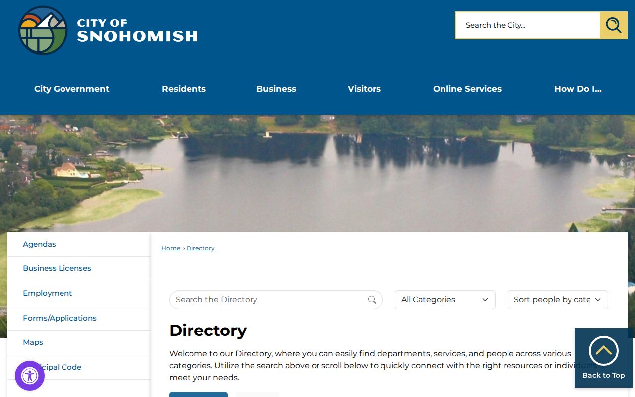 Snohomish County people directories City of Snohomish staff search